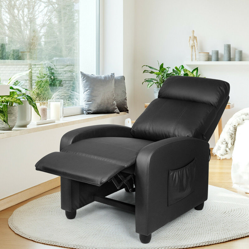 Ebern Designs Faux Leather Reclining Massage Chair & Reviews Wayfair